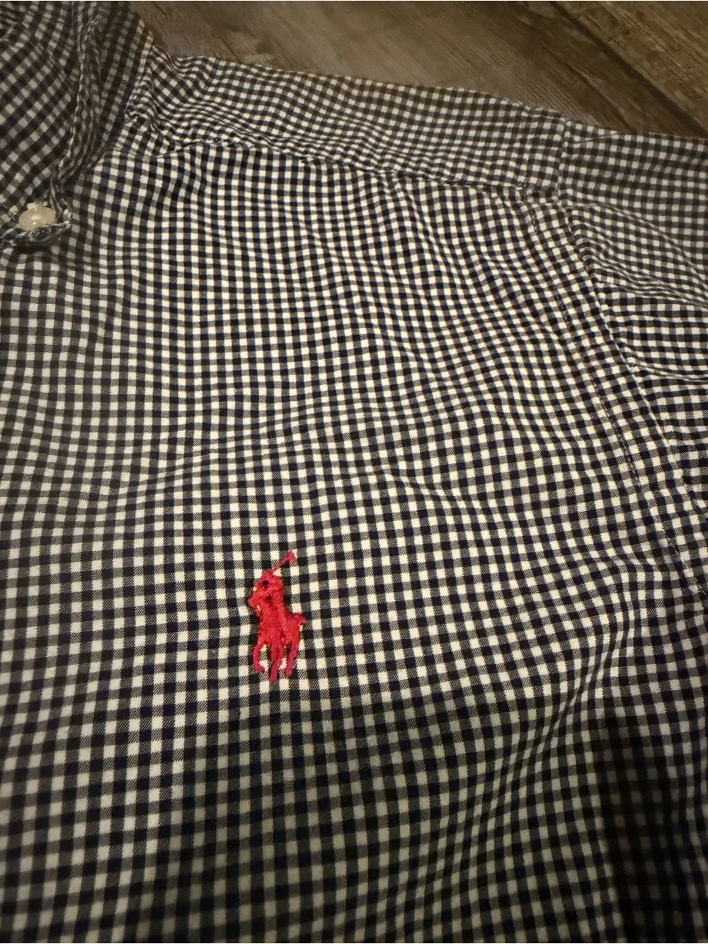Boys Polo Blue Check Short-Sleeve Button-Down Shirt Size Small )8/10)